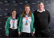 19 December 2015; Special Olympics Ireland's, from left, Anne Marie Cooney, Laura Murray and Mark Duffy whose team was nominated for the RTÉ Sport Team of the Year Award. RTÉ Sports Awards 2015. RTÉ, Donnybrook, Dublin. Picture credit: Piaras Ó Mídheach / SPORTSFILE