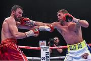 19 December 2015; Andy Lee, left, exchanges punches with Billy Joe Saunders during their WBO World Middleweight Title Fight. WBO World Middleweight Title Fight, Andy Lee v Billy Joe Saunders. Manchester Arena, Manchester. Picture credit: Ramsey Cardy / SPORTSFILE