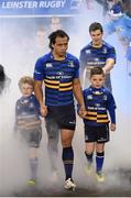 19 December 2015; Leinster matchday mascots Mark Fitzgerald, left, and Zenon Chambers with Leinster captain Isa Nacewa at the European Rugby Champions Cup, Pool 5, Round 4, clash between Leinster and RC Toulon at the Aviva Stadium, Lansdowne Road, Dublin. Picture credit: Stephen McCarthy / SPORTSFILE