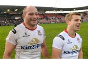 20 December 2015; Rory Best, left, and Paul Marshall, Ulster, celebrate after the final whistle. European Rugby Champions Cup, Pool 1, Round 4, Toulouse v Ulster. Stade Ernest Wallon, Toulouse, France. Picture credit: Oliver McVeigh / SPORTSFILE