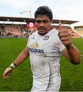 20 December 2015; Nick Williams, Ulster, celebrates after the final whistle. European Rugby Champions Cup, Pool 1, Round 4, Toulouse v Ulster. Stade Ernest Wallon, Toulouse, France. Picture credit: Oliver McVeigh / SPORTSFILE
