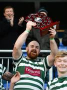 20 December 2015; Greystones captain Bobby Clancy lifts the shield after the game. Bank of Ireland Senior League Shield Final, Greystones RFC v Wanderers. Donnybrook, Dublin. Picture credit: Piaras Ó Mídheach / SPORTSFILE