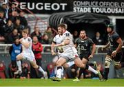 20 December 2015; Stuart McCloskey, Ulster, racesthought to set up a try, scored by Andrew Trimble. European Rugby Champions Cup, Pool 1, Round 4, Toulouse v Ulster. Stade Ernest Wallon, Toulouse, France. Picture credit: Oliver McVeigh / SPORTSFILE