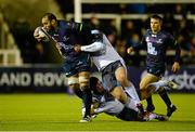 20 December 2015; George Naoupu, Connacht, is tackled by Will Welch and Rob Vickers, Newcastle Falcons. European Rugby Challenge Cup, Pool 1, Round 4, Newcastle Falcons v Connacht. Kingston Park, Newcastle, England. Picture credit: Seb Daly / SPORTSFILE