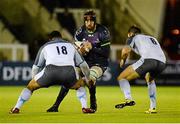 20 December 2015; Aly Muldowney, Connacht, is tackled by Taione Vea and Will Welch, Newcastle Falcons. European Rugby Challenge Cup, Pool 1, Round 4, Newcastle Falcons v Connacht. Kingston Park, Newcastle, England. Picture credit: Seb Daly / SPORTSFILE