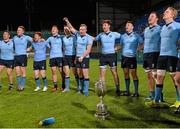 20 December 2015; UCD players celebrate after the game. Bank of Ireland Senior League Cup Final, UCD RFC v Old Belvedere. Donnybrook, Dublin. Picture credit: Piaras Ó Mídheach / SPORTSFILE