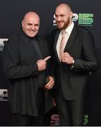20 December 2015; Boxer Tyson Fury and his father John arrive to BBC Sports Personality of the Year 2015 at the Titanic Belfast, Titanic Quarter, Olympic Way, Belfast, Co Antrim. Picture credit: Stephen McCarthy / SPORTSFILE