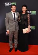 20 December 2015; New Zealand rugby international Dan Carter and his wife Honor arrive to BBC Sports Personality of the Year 2015 at the Titanic Belfast, Titanic Quarter, Olympic Way, Belfast, Co Antrim. Picture credit: Stephen McCarthy / SPORTSFILE