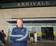 17 September 2009; Munster's new signing Jean de Villiers arrives in Ireland. Munster's new signing Jean de Villiers, Cork Airport, Co. Cork. Picture credit: Matt Browne / SPORTSFILE