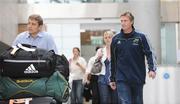 17 September 2009; Munster's new signing Jean de Villiers arrives in Ireland with Munster team manager Shaun Payne. Cork Airport, Co. Cork. Picture credit: Matt Browne / SPORTSFILE