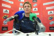 17 September 2009; Munster's new signing Jean de Villiers speaking to the media upon his arrival in Ireland. Cork Airport, Co. Cork. Picture credit: Matt Browne / SPORTSFILE