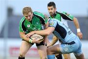 18 September 2009; Sean Cronin, Connacht, is tackled by Gareth Thomas, Cardiff Blues. Celtic League, Connacht v Cardiff Blues, Sportsground, Galway. Picture credit: Matt Browne / SPORTSFILE