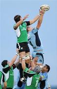 18 September 2009; Bradley Davies, Cardiff Blues, wins possession in the lineout against John Muldoon, Connacht. Celtic League, Connacht v Cardiff Blues, Sportsground, Galway. Picture credit: Matt Browne / SPORTSFILE