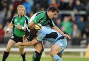 18 September 2009; Brian Tuohy, Connacht, in action against Jamie Roberts, Cardiff Blues. Celtic League, Connacht v Cardiff Blues, Sportsground, Galway. Picture credit: Matt Browne / SPORTSFILE