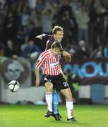 18 September 2009; Thomas McManus, Derry City, in action against Ian Ryan, Drogheda United. League of Ireland Premier Division, Drogheda United v Derry City, United Park, Drogheda, Co. Louth. Photo by Sportsfile