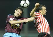 18 September 2009; Paul Crowley, Drogheda United, in action against Ciaran Martin, Derry City. League of Ireland Premier Division, Drogheda United v Derry City, United Park, Drogheda, Co. Louth. Photo by Sportsfile