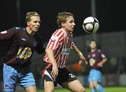 18 September 2009; Thomas McManus, Derry City, in action against Ian Ryan, Drogheda United. League of Ireland Premier Division, Drogheda United v Derry City, United Park, Drogheda, Co. Louth. Picture credit: Graham Brodigan / SPORTSFILE