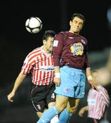 18 September 2009; Jamie Duffy, Drogheda United, in action against Peter Hutton, Derry City. League of Ireland Premier Division, Drogheda United v Derry City, United Park, Drogheda, Co. Louth. Photo by Sportsfile