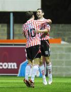 18 September 2009; Mark Farren, right, Derry City, celebrates with team-mate Thomas Stewart after scoring his side's 1st goal. League of Ireland Premier Division, Drogheda United v Derry City, United Park, Drogheda, Co. Louth. Photo by Sportsfile
