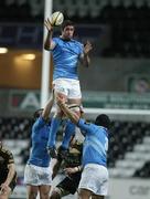 18 September 2009; Nathan Hines takes the lineout ball for Leinster. Celtic League, Neath Swansea Ospreys v Leinster, Liberty Stadium, Swansea, Wales. Picture credit: Steve Pope / SPORTSFILE