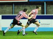 18 September 2009; Thomas McManus, Derry City, celebrates after scoring his side's 2nd goal with team-mate Barry Molloy, left. League of Ireland Premier Division, Drogheda United v Derry City, United Park, Drogheda, Co. Louth. Photo by Sportsfile