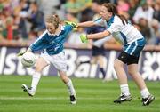 30 August 2009; Aisling Meaney, Barefield N.S., Co. Clare, in action against Ciara Burke, Ballylinan N.S., Co. Laois. Go Games during half time in the Kerry v Meath game. Croke Park, Dublin. Picture credit: Pat Murphy / SPORTSFILE