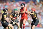 13 September 2009; Gemma O'Connor, Cork, in action against Catherine Doherty, left, and Jacqui Frisby, Kilkenny. Gala All-Ireland Senior Camogie Championship Final, Cork v Kilkenny, Croke Park, Dublin. Picture credit: Brian Lawless / SPORTSFILE