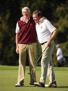 17 September 2009; Andy Montgomery is congratulated by his caddy Rollo McClure, who is the GUI Hon Treasurer, after putting on the 18th and winning the Bulmers Junior Cup Final for Malone Golf Club. Bulmers Cups and Shields Finals 2009, Tullamore Golf Club, Brookfield, Tullamore, Co. Offaly. Picture credit: Ray McManus / SPORTSFILE