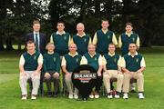 17 September 2009; Oughterard Golf Club, who were defeated by Malone in the Bulmers Junior Cup Final, back row from left to right, Marcus Goodwin, Bulmers, Gearoid Cualain, Mairtin O’Cearra, Ger Cunningham, Niall Faherty. Front row from left to right, David Healey, Pat Egan, Team Captain, Cathair Conneely, John Waters, Club Captain, Frank Ford and Aidan Grimes. Bulmers Cups and Shields Finals 2009, Tullamore Golf Club, Brookfield, Tullamore, Co. Offaly. Picture credit: Ray McManus / SPORTSFILE