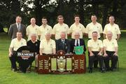 17 September 2009; Kilkenny Golf Club, winners of the Bulmers Barton Shield, back row from left to right, Barry Moran, Bulmers, Graham Nugent, Richard Walsh, Craig Martin, Paul O’Hara, Richie Duggan, Richie Guilfoyle. Front row from left to right, Alan O’Rourke, Christie Power, Padraig O’Rourke, PJ Collins, President GUI, Patrick Conan, Eddie Power and Aidan McDonald. Bulmers Cups and Shields Finals 2009, Tullamore Golf Club, Brookfield, Tullamore, Co. Offaly. Picture credit: Ray McManus / SPORTSFILE