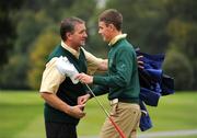 18 September 2009; Gary Hurley, West Waterford Golf Club, Co. Waterford, is congratulated by his dad, Richard, after winning his match during the Bulmers Senior Cup Semi-Final. Bulmers Cups and Shields Finals 2009, Tullamore Golf Club, Brookfield, Tullamore, Co. Offaly. Picture credit: Ray McManus / SPORTSFILE