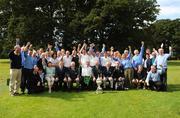 19 September 2009; Galway Golf Club, winners of the Bulmers Senior Cup Final, back row left to right, Joe Lyons, Eddie McCormack, Damian Coyne, John Nolan, Damian Glynn, John Neary, Dave Scully. Front row left to right, Marcus Goodwin, Bulmers, Eugene Fayne, Chairman G.U.I. Connacht Branch, Diarmuid Caulfield, Team Manager, P.J. Collins, President G.U.I., Brian Daly, Club Captain, Michael Molloy, Club President, with supporters and friends. Bulmers Cups and Shields Finals 2009, Tullamore Golf Club, Brookfield, Tullamore, Co. Offaly. Picture credit: Ray McManus / SPORTSFILE