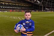 19 December 2015; Leinster matchday mascot Zenon Chambers at the European Rugby Champions Cup, Pool 5, Round 4, clash between Leinster and RC Toulon at the Aviva Stadium, Lansdowne Road, Dublin. Picture credit: Stephen McCarthy / SPORTSFILE