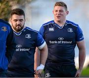 21 December 2015; Leinster's Tadhg Furlong, right, and Marty Moore arrive ahead of squad training. Leinster Rugby Squad Training. Rosemount, UCD, Belfield, Dublin. Picture credit: Seb Daly / SPORTSFILE