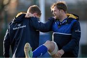 21 December 2015; Leinster's Jamie Healsip, right, and Dan Leavy during squad training. Leinster Rugby Squad Training. Rosemount, UCD, Belfield, Dublin. Picture credit: Seb Daly / SPORTSFILE