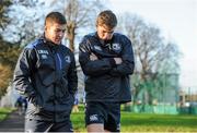 21 December 2015; Leinster's Luke McGrath, left, and Garry Ringrose, right, arrive ahead of squad training. Leinster Rugby Squad Training. Rosemount, UCD, Belfield, Dublin. Picture credit: Seb Daly / SPORTSFILE