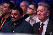 19th December 2015; Promoter Frank Warren, right, in conversation with former former WBO, WBC, IBF bantamweight champion Prince Naseem Hamed. WBO World Middleweight Title Fight, Andy Lee v Billy Joe Saunders. Manchester Arena, Manchester. Picture credit: Ramsey Cardy / SPORTSFILE