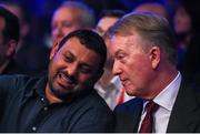 19th December 2015; Promoter Frank Warren, right, in conversation with former former WBO, WBC, IBF bantamweight champion Prince Naseem Hamed. WBO World Middleweight Title Fight, Andy Lee v Billy Joe Saunders. Manchester Arena, Manchester. Picture credit: Ramsey Cardy / SPORTSFILE