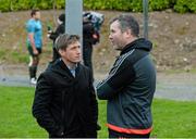 23 December 2015; Munster head coach Anthony Foley and Ronan O'Gara in conversation after squad training. Ronan O'Gara was in attendance in CIT today in further promoting Crumlin's no.10 Fund and Munster Rugby's support of their nominated charity - Children's Medical & Research Foundation, Crumlin. Munster Rugby Squad Training & Press Conference. CIT, Bishopstown, Cork.  Picture credit: Diarmuid Greene / SPORTSFILE