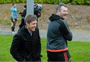 23 December 2015; Munster head coach Anthony Foley and Ronan O'Gara share a laugh after squad training. Ronan O'Gara was in attendance in CIT today in further promoting Crumlin's no.10 Fund and Munster Rugby's support of their nominated charity - Children's Medical & Research Foundation, Crumlin. Munster Rugby Squad Training & Press Conference. CIT, Bishopstown, Cork.  Picture credit: Diarmuid Greene / SPORTSFILE