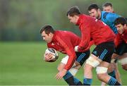23 December 2015; Munster's CJ Stander supported by team-mates Dave Foley, Donnacha Ryan Mike Sherry and John Ryan during squad training. Munster Rugby Squad Training. CIT, Bishopstown, Cork.  Picture credit: Diarmuid Greene / SPORTSFILE