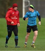23 December 2015; Munster's Ian Keatley and Cathal Sheridan in conversation during squad training. Munster Rugby Squad Training. CIT, Bishopstown, Cork.  Picture credit: Diarmuid Greene / SPORTSFILE