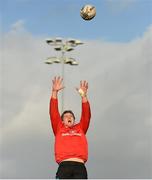 23 December 2015; Munster's Dave Foley wins possession in a lineout during squad training. Munster Rugby Squad Training. CIT, Bishopstown, Cork.  Picture credit: Diarmuid Greene / SPORTSFILE