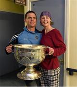 25 December 2015; Garda Diane Marley, Lucan Garda Station, and from Abbeyshrule, Co. Longford with Dublin captain Stephen Cluxton when members of the squad and the Sam Maguire visited patients of Beaumount Hospital on Christmas Day. Beaumont Hospital, Beaumont Rd, Dublin.  Picture credit: Ray McManus / SPORTSFILE