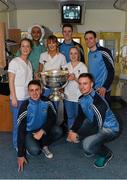 25 December 2015; Dublin footballers Brian Fenton, Eoin Culligan, Cormac Costello, captain Stephen Cluxton with staff members Sam Sing, Niamh Kelly, Niamh Fleming and Bernie Ryan, from Roscommon Town, when they and the Sam Maguire visited patients of Beaumount Hospital on Christmas day. Beaumont Hospital, Beaumont Rd, Dublin.  Picture credit: Ray McManus / SPORTSFILE