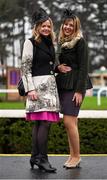 26 December 2015; Rachel McKenna, Newcastle, Co. Dublin, left, with Orla Galvin, Dundalk, Co. Louth, ahead of the day's racing. Leopardstown Christmas Racing Festival, Leopardstown Racecourse, Dublin. Photo by Sportsfile