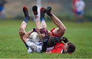 26 December 2015; Anthony Cournane, St Mary's, in action against  Michel Cronin, Waterville. South Kerry Senior Football Championship Final, St Mary's v Waterville. Páirc Chill Imeallach, Portmagee, Co. Kerry. Picture credit: Stephen McCarthy / SPORTSFILE