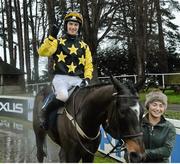 26 December 2015; Patrick Mullins celebrates his third win of the day on Bacardys after winning the Donohue Marquees Flat Race. Leopardstown Christmas Racing Festival, Leopardstown Racecourse, Dublin.