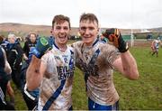 26 December 2015; Paul O'Donoghue, left, and Denis Daly, St Mary's, celebrate their victory. South Kerry Senior Football Championship Final, St Mary's v Waterville. Páirc Chill Imeallach, Portmagee, Co. Kerry. Picture credit: Stephen McCarthy / SPORTSFILE