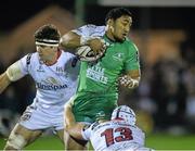 26 December 2015; Bundee Aki, Connacht, is tackled by Luke Marshall and Robbie Diack, Ulster. Guinness PRO12 Round 10, Connacht v Ulster, Sportsground, Galway. Picture credit: David Maher / SPORTSFILE